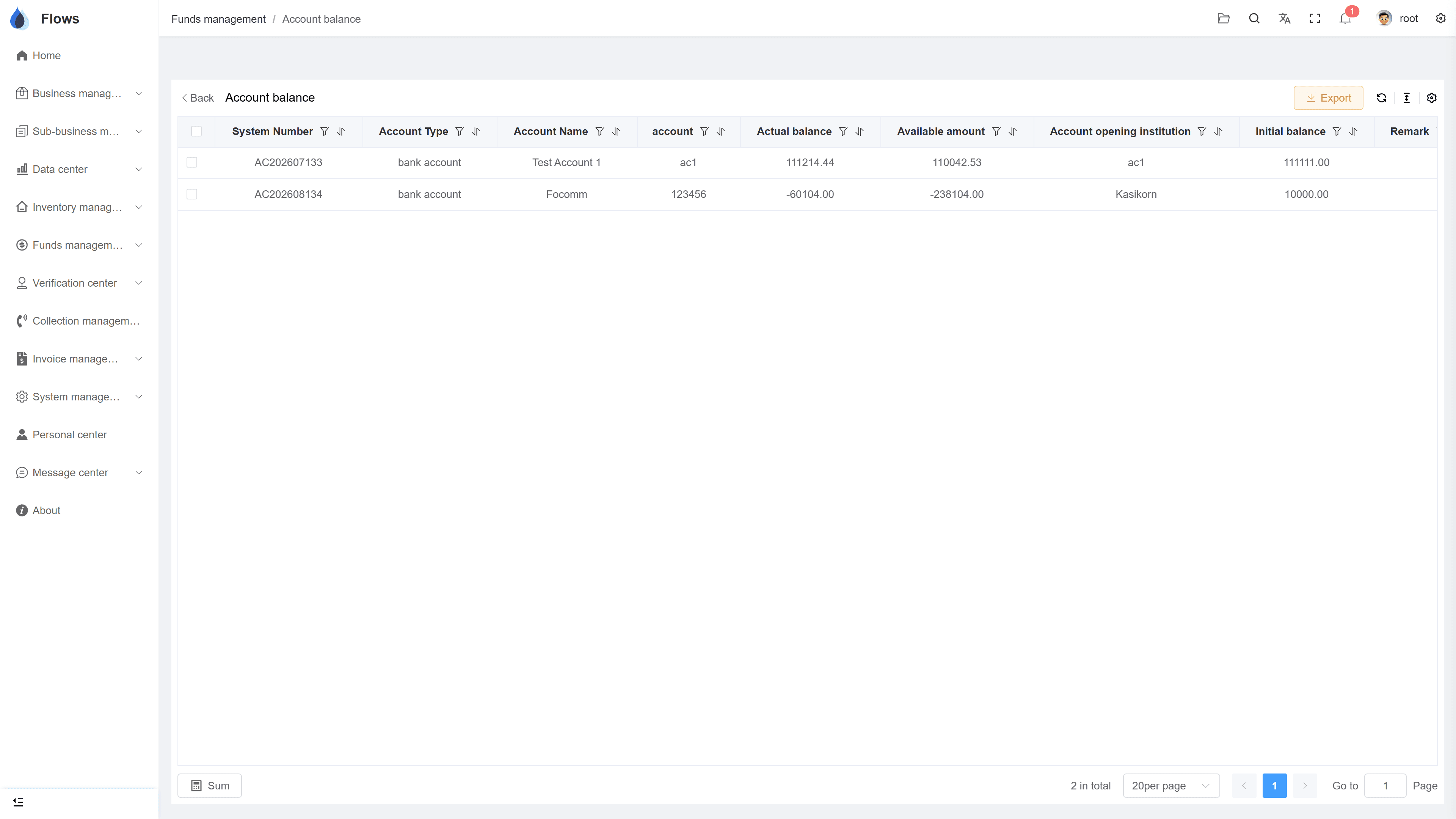 Cash management — every account, one honest number