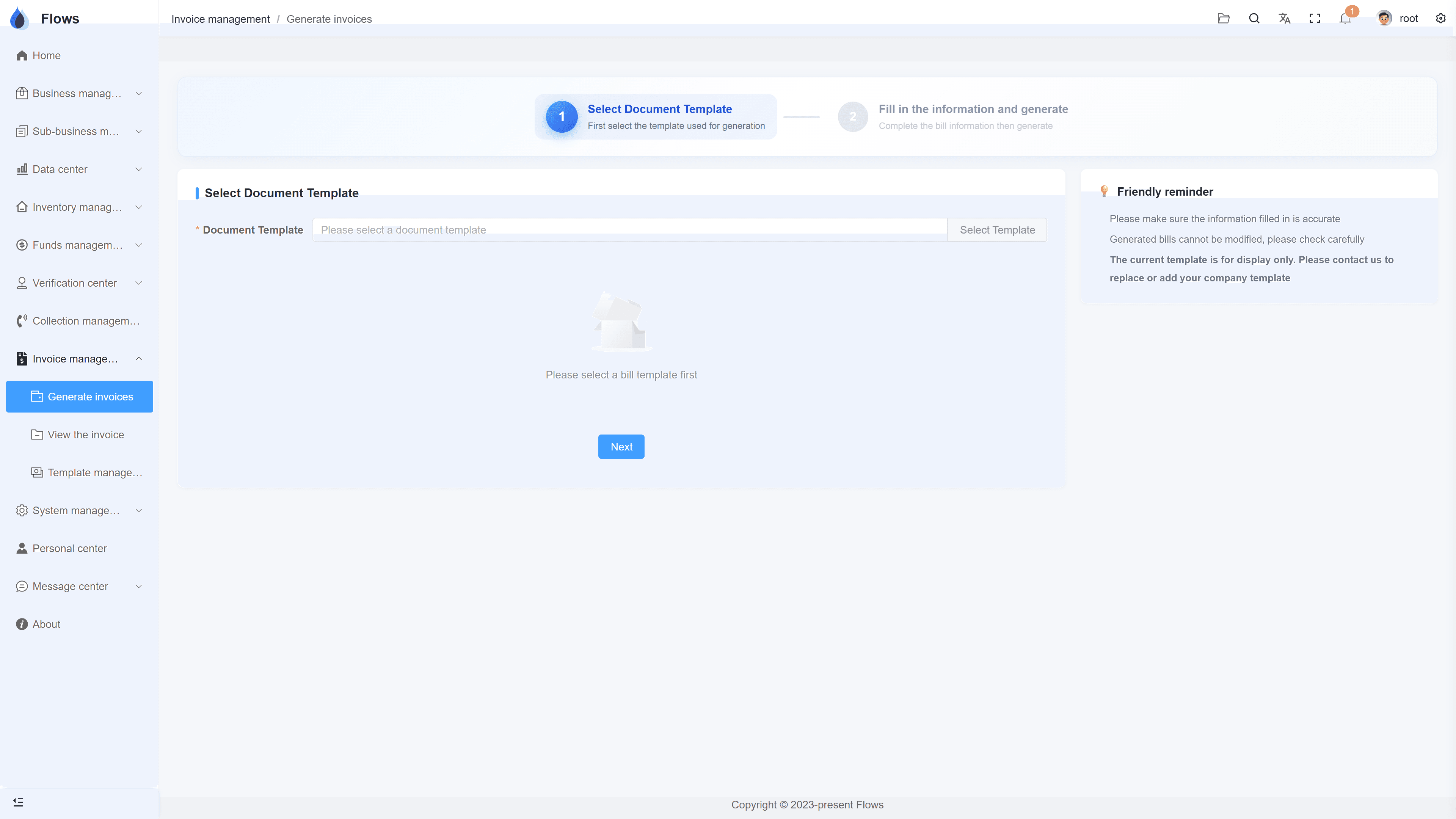 Invoices & billing notes — issued from the plan, not re-typed