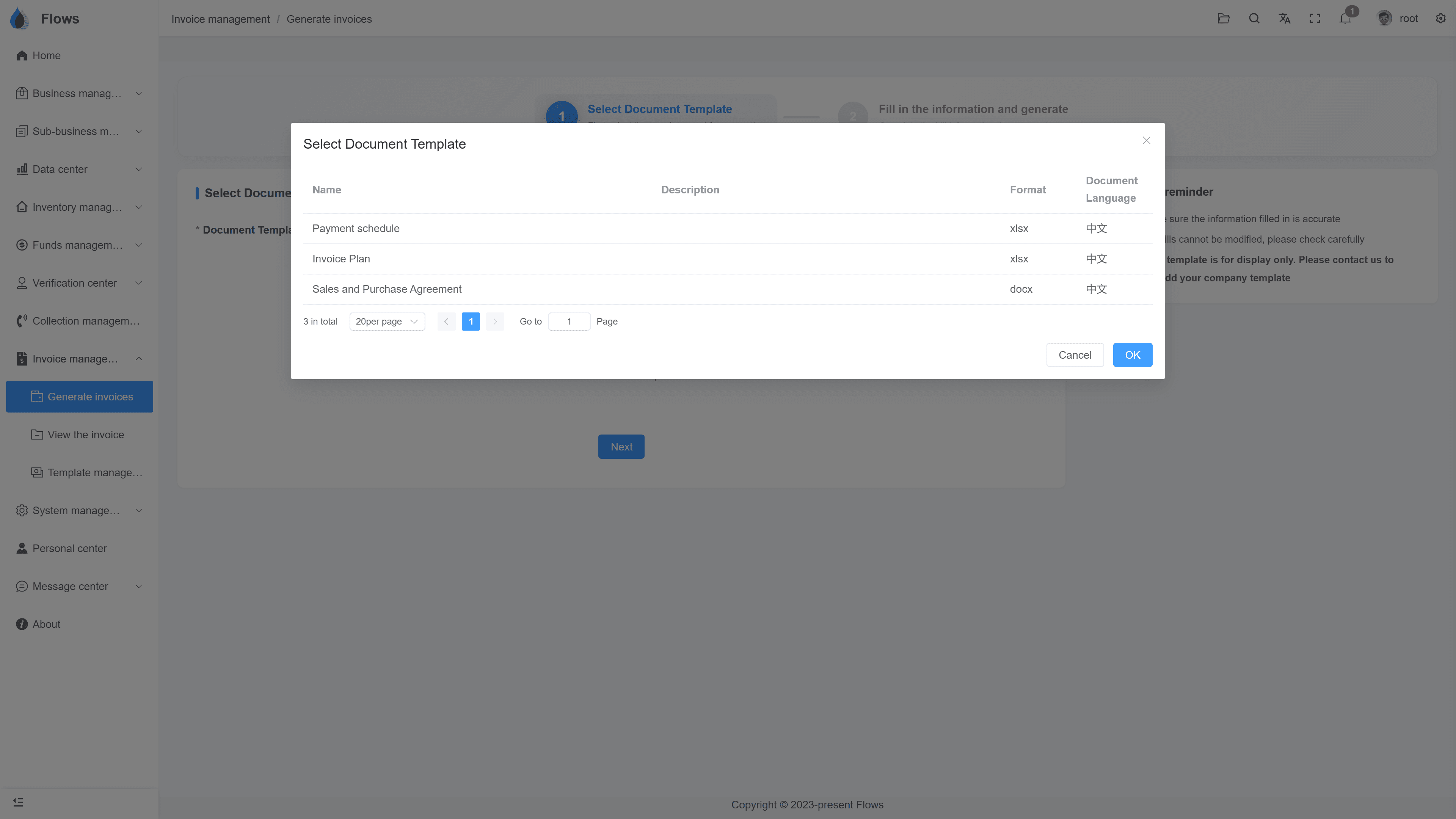 Generating a tax invoice