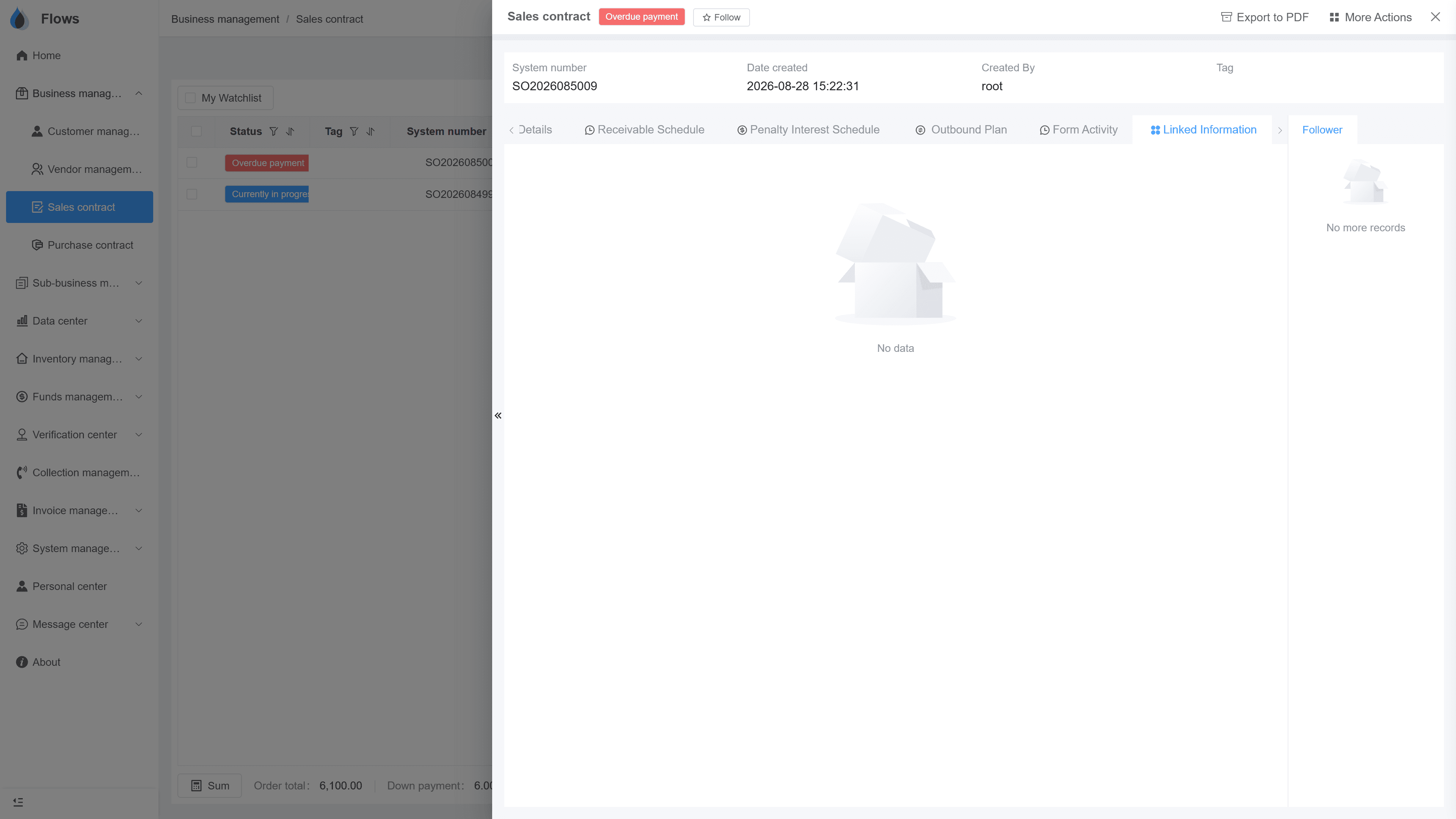Document history on the contract