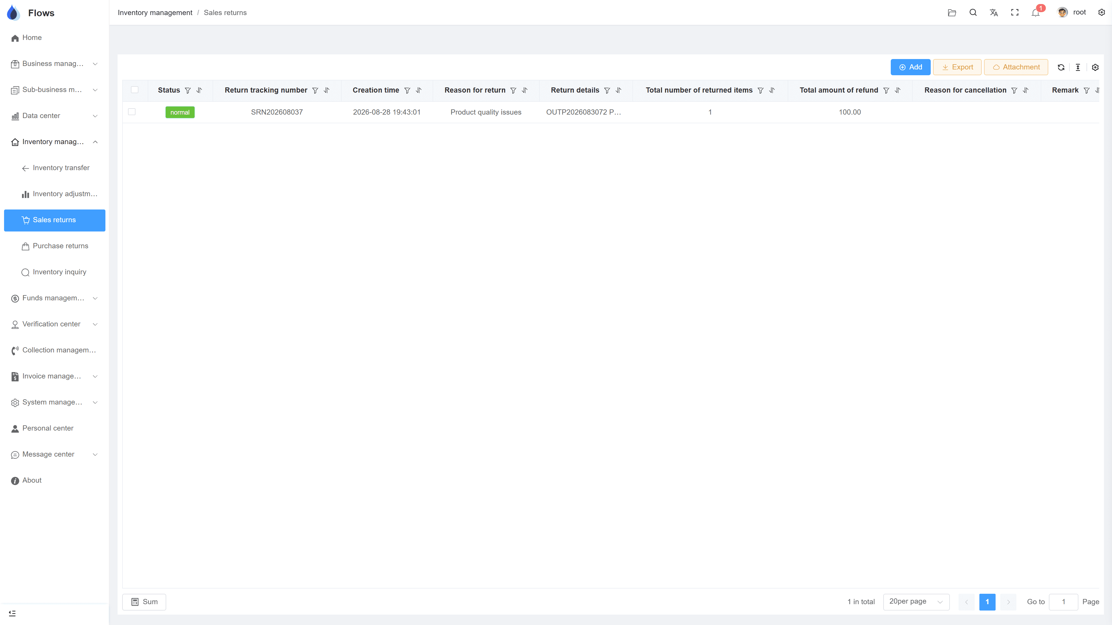 Recording a sales return