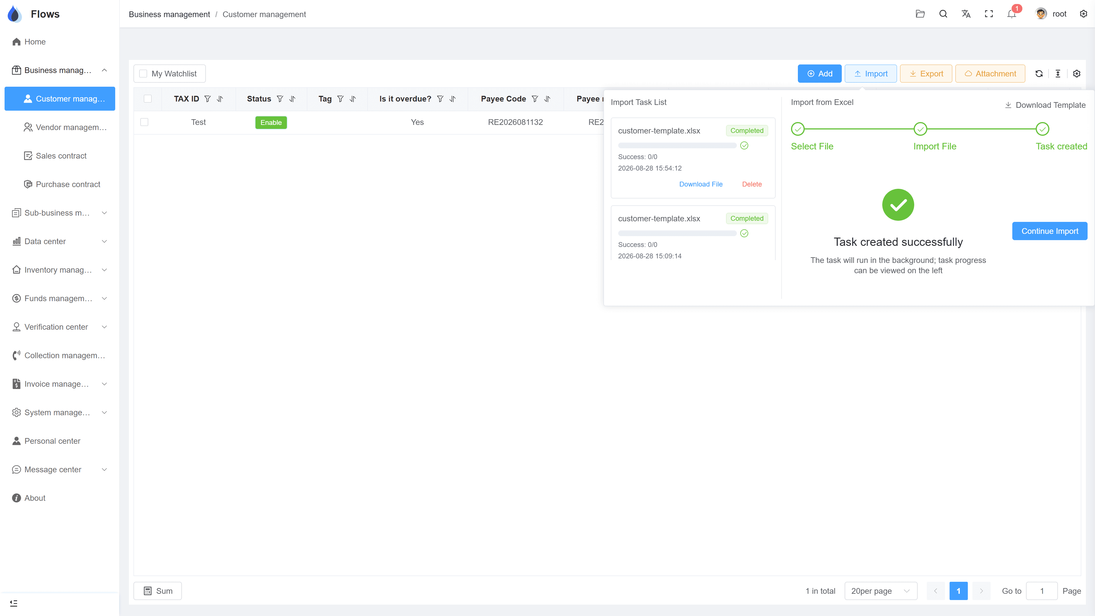 Import with validation report